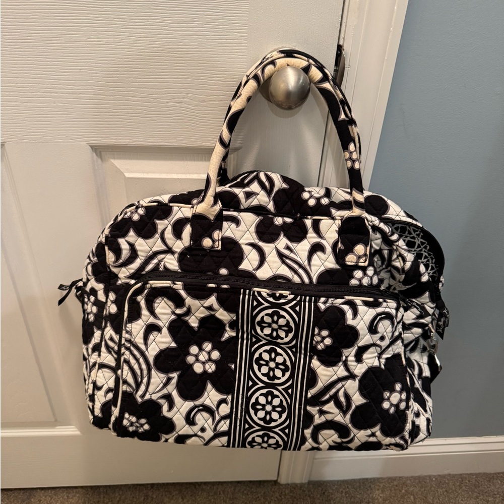 Vera Bradley Grand Weekender Floral Black and White Bag